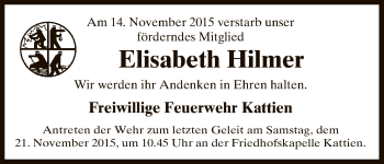 Traueranzeige von Elisabeth Hilmer von Uelzen