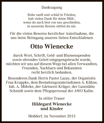 Traueranzeige von Otto Wienecke von Uelzen