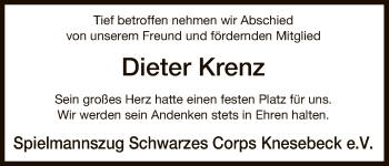 Traueranzeige von Dieter Krenz von Uelzen