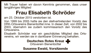 Traueranzeige von Elisabeth Schröder von Uelzen