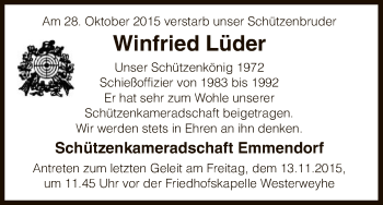 Traueranzeige von Winfried Lüder von Uelzen