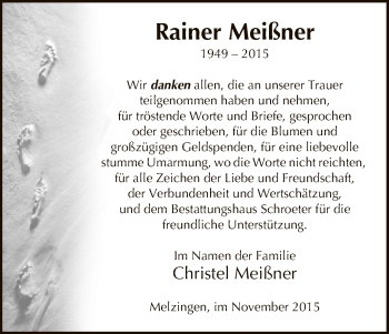 Traueranzeige von Rainer Meißner von Uelzen