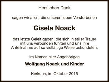 Traueranzeige von Gisela Noack von Uelzen