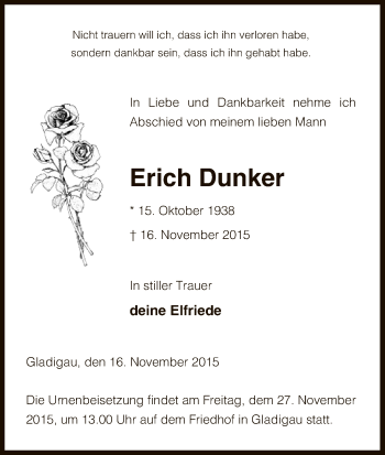 Traueranzeige von Erich Dunker von Uelzen