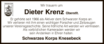 Traueranzeige von Dieter Krenz von Uelzen