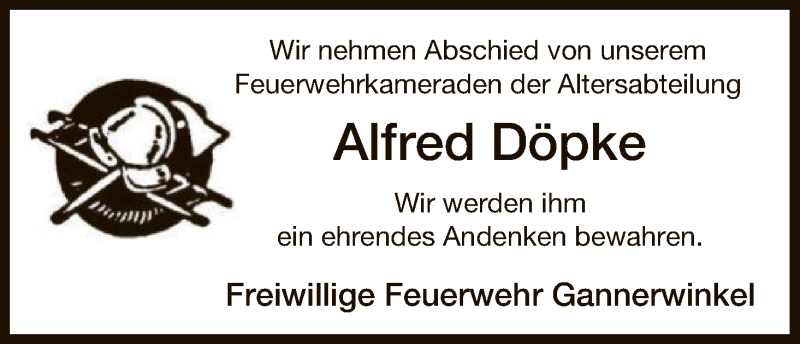  Traueranzeige für Alfred Döpke vom 21.11.2015 aus Uelzen