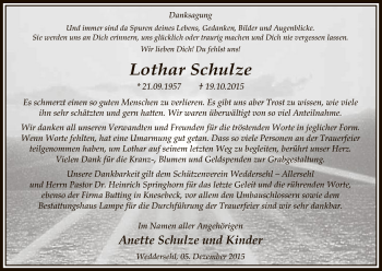 Traueranzeige von Lothar Schulze von Uelzen