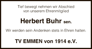 Traueranzeige von Herbert Buhr von Uelzen