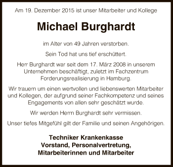 Traueranzeige von Michael Burghardt von Uelzen