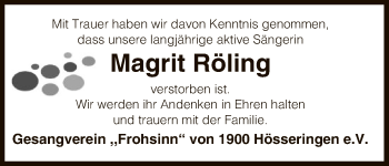 Traueranzeige von Magrit Röling von Uelzen