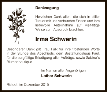 Traueranzeige von Irma Schwerin von Uelzen