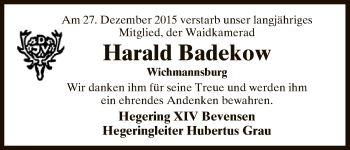 Traueranzeige von Harald Badekow von Uelzen