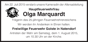 Traueranzeige von Olga Marquardt von Uelzen