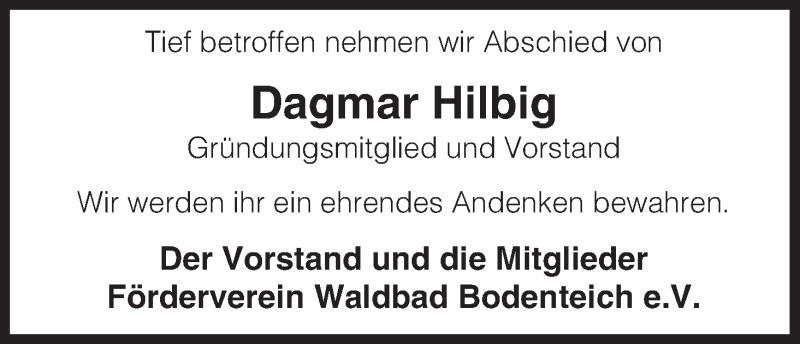  Traueranzeige für Dagmar Hilbig vom 24.07.2015 aus Uelzen
