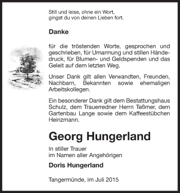 Traueranzeige von Georg Hungerland von Uelzen