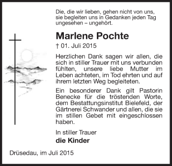 Traueranzeige von Marlene Pochte von Uelzen