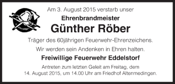 Traueranzeige von Günther Röber von Uelzen