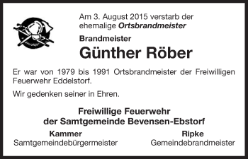 Traueranzeige von Günther Röber von Uelzen