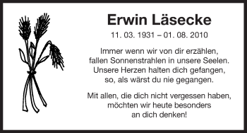 Traueranzeige von Erwin Läsecke von Uelzen