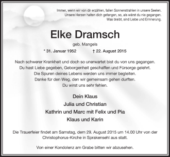 Traueranzeige von Elke Dramsch von Uelzen