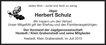 Traueranzeige von Herbert Schulz von Uelzen