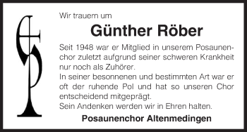 Traueranzeige von Günther Röber von Uelzen