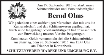 Traueranzeige von Bernd Olms von Uelzen