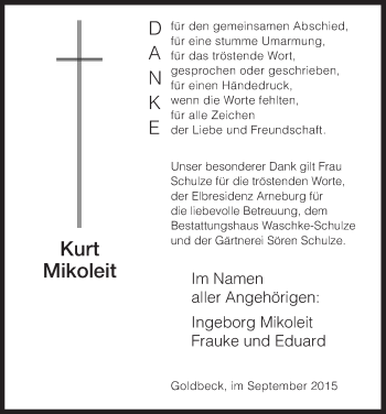 Traueranzeige von Kurt Mikoleit von Uelzen