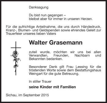 Traueranzeige von Walter Grasemann von Uelzen