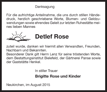 Traueranzeige von Detlef Rose von Uelzen