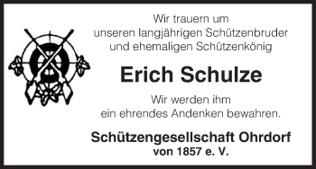 Traueranzeige von Erich Schulze von Uelzen