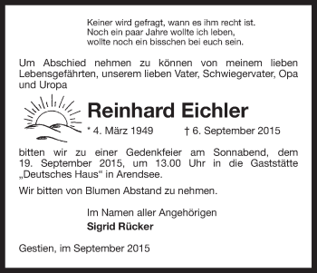 Traueranzeige von Reinhard Eichler von Uelzen