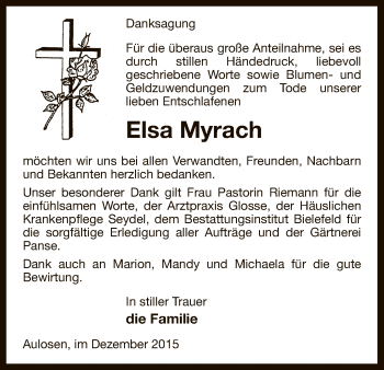 Traueranzeige von Elsa Myrach von Uelzen