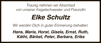 Traueranzeige von Elke Schultz von Uelzen