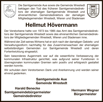 Traueranzeige von Hellmut Hövermann von Uelzen