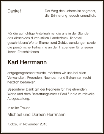 Traueranzeige von Karl Herrmann von Uelzen