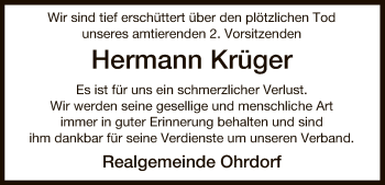 Traueranzeige von Hermann Krüger von Uelzen