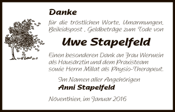 Traueranzeige von Uwe Stapelfeld von Uelzen