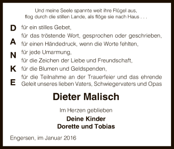 Traueranzeige von Dieter Malisch von Uelzen