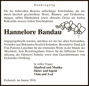 Traueranzeige von Hannelore Bandau von Uelzen