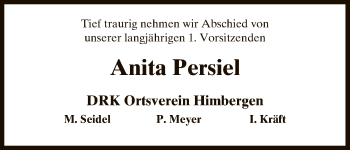 Traueranzeige von Anita Persiel von Uelzen
