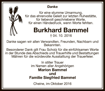 Traueranzeige von Burkhard Bammel von Uelzen