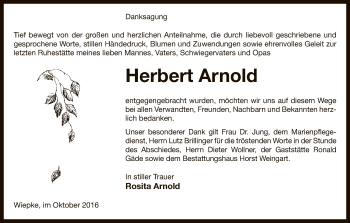 Traueranzeige von Herbert Arnold von Uelzen