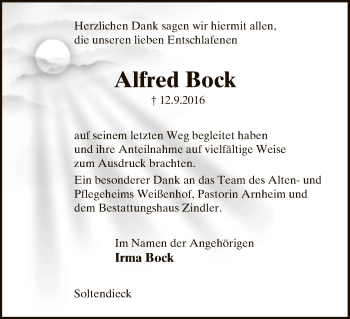 Traueranzeige von Alfred Bock von Uelzen