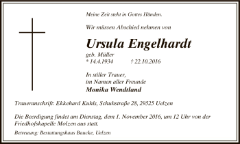 Traueranzeige von Ursula Engelhardt von Uelzen