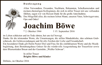 Traueranzeige von Joachim Böwe von Uelzen