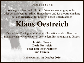 Traueranzeige von Klaus Oestreich von Uelzen