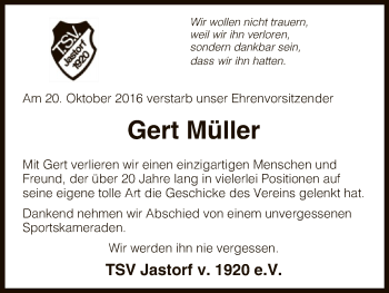 Traueranzeige von Gert Müller von Uelzen