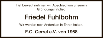 Traueranzeige von Friedel Fuhlbohm von Uelzen