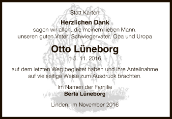 Traueranzeige von Otto Lüneborg von Uelzen